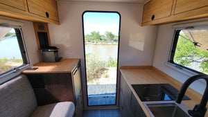 Spacior interior of Labyrinth Overland Camper Rental from Element Outdoors