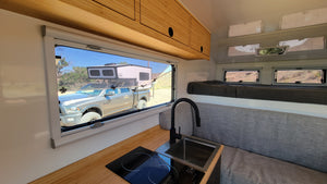 Large windows in Laybrinth Overland Camper Rental