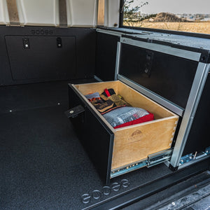 Goose Gear Alu-Cab Canopy Camper V2 - Toyota Tacoma 2005-Present 2nd & 3rd Gen. - Rear Double Drawer Module - 5' Bed