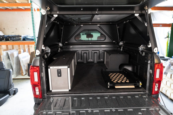 Goose Gear Goose Gear Camper System - Go Fast Camper - Midsize Truck - Passenger Side Package with Solo Fridge Slide - 6Ft. Bed